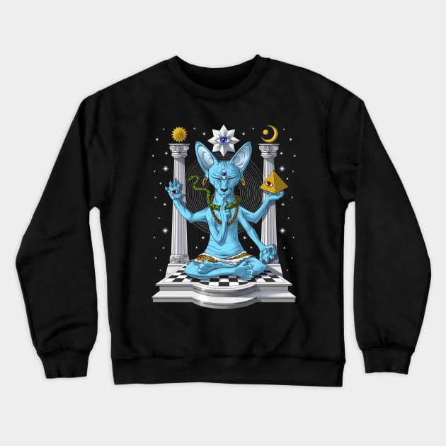 Psychedelic Sphynx Cat Shiva Crewneck Sweatshirt by underheaven